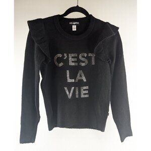Karl Lagerfeld Paris C’est La Vie Sweater – NWT Black White Ruffle Trim